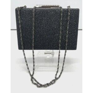 Elegant Evening Clutch Handbag silver clasp w chain JENNY FAIRY excellent condit